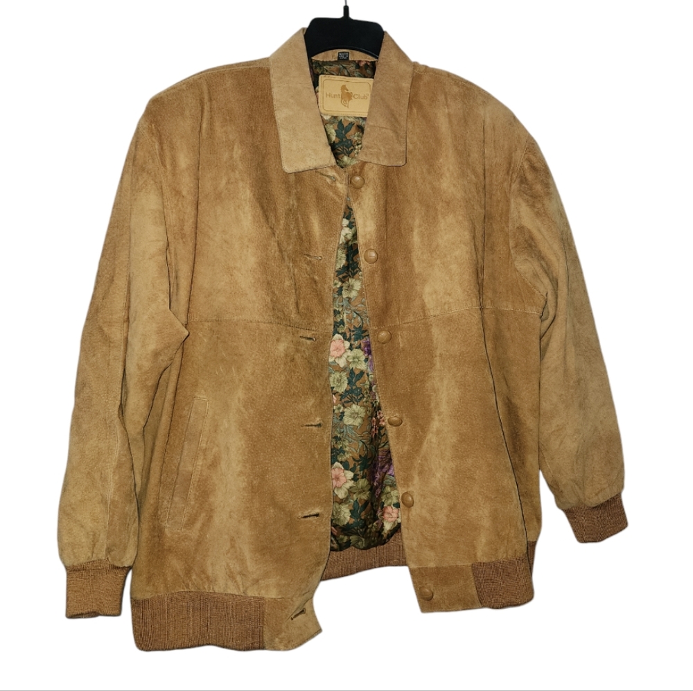 Vintage HUNT CLUB suede leather jacket w/ shoulder‎ pads